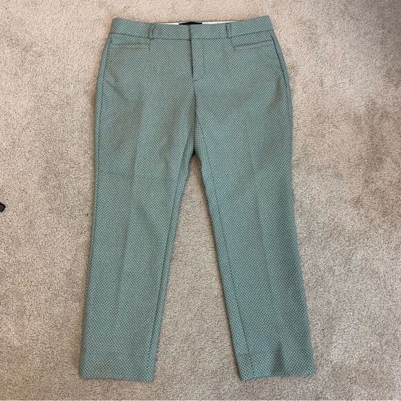 BANANA Republic green printed textured Sloan pants Sz 6P - Picture 2 of 11